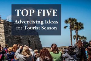 A cover photo for a blog top five advertising ideas.