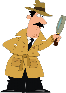 Image contains a graphic detective with a magnifying glass.