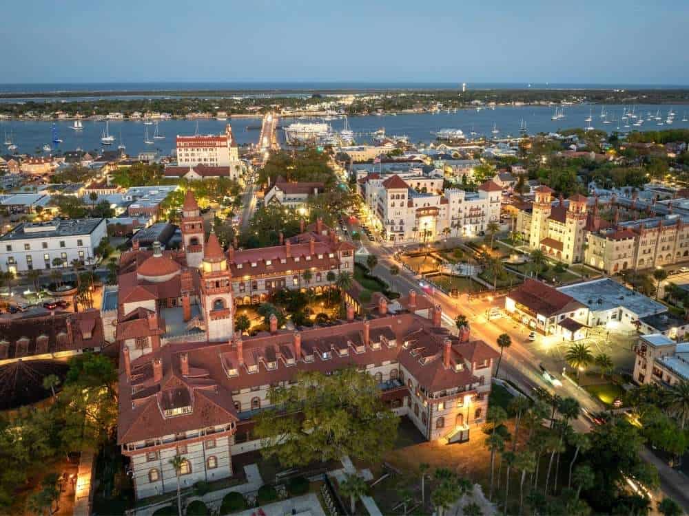 Aerial view of flagler college campus