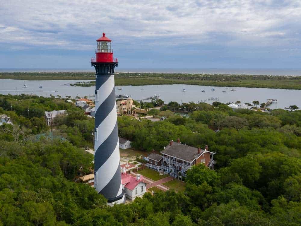 Aerial view of lighthouse in St. Augustine Florida