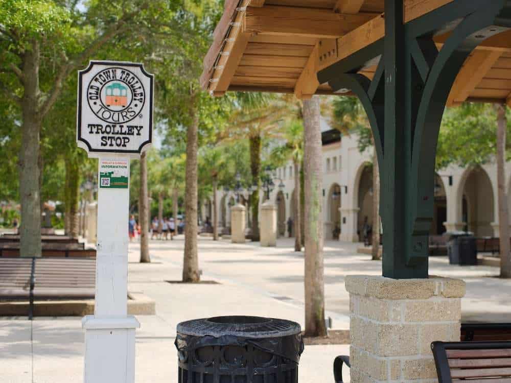 Old Town Trolley stop in downtown St. Augustine, Florida 