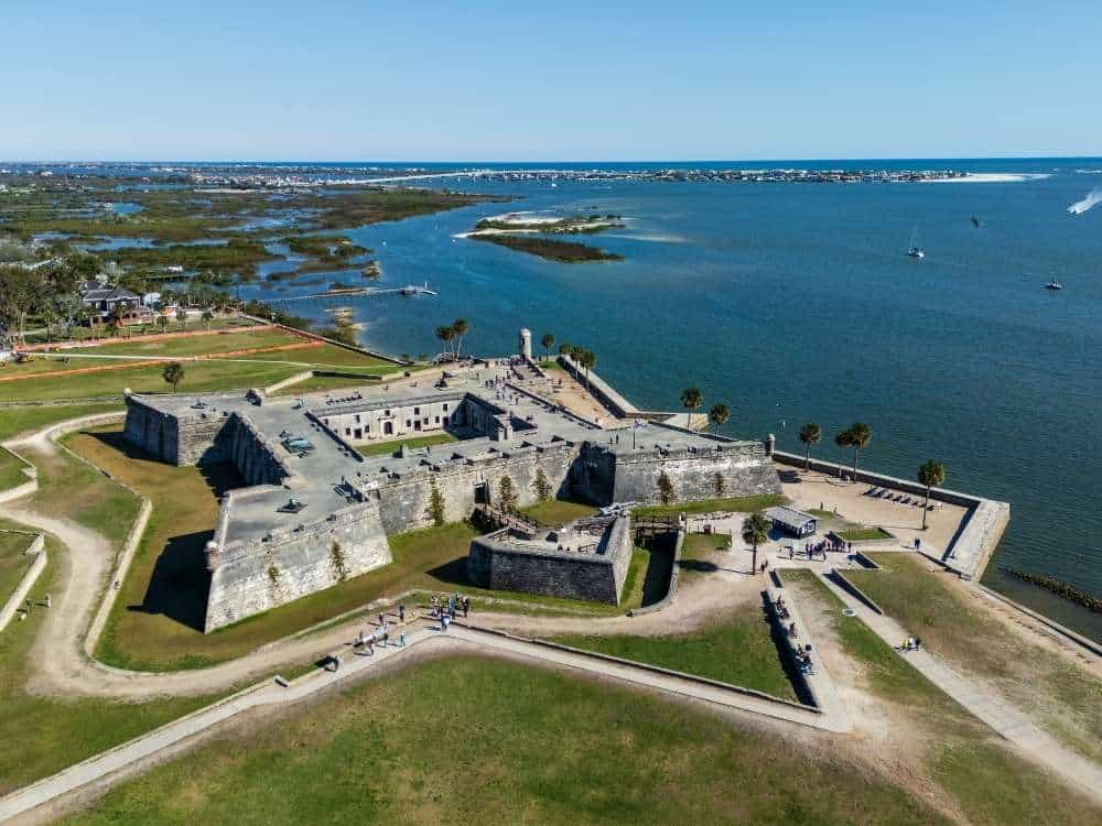 Aerial view of Castillo de San Marcos fort in St. Augustine, Florida 